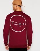 Friend Or Faux Sweatshirt Faux Back Print - Red