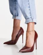 Asos Design Passion Stiletto Pumps In Chocolate-brown