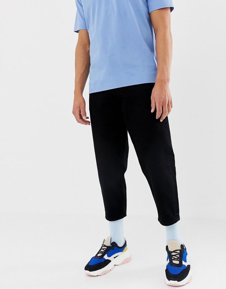 Asos White Tapered Jeans In 14 Oz Black Denim - Black