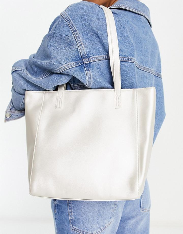 Truffle Collection Tote Bag In Shimmer Beige-neutral