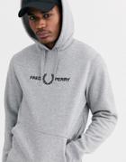 Fred Perry Embroidered Chest Logo Hoodie In Gray