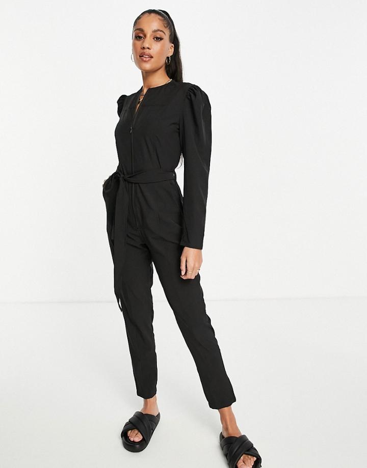 I Saw It First Zip Front Jumpsuit In Black