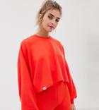 Bershka X Pantone Lightweight Sweat Top In Neon Orange - Orange