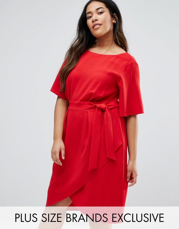 Closet Plus Wrap Front Dress - Red