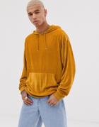 Asos Design Oversized Hoodie In Cord In Yellow - Yellow