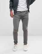 Only & Sons Jeans Skinny With Rips In Dark Gray - Gray