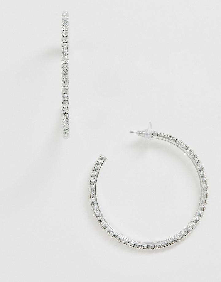 Krystal London Swarovski Crystal 6cm Hoop Earrings-clear