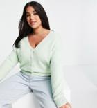 Cotton: On Curve Cardigan In Mint Green