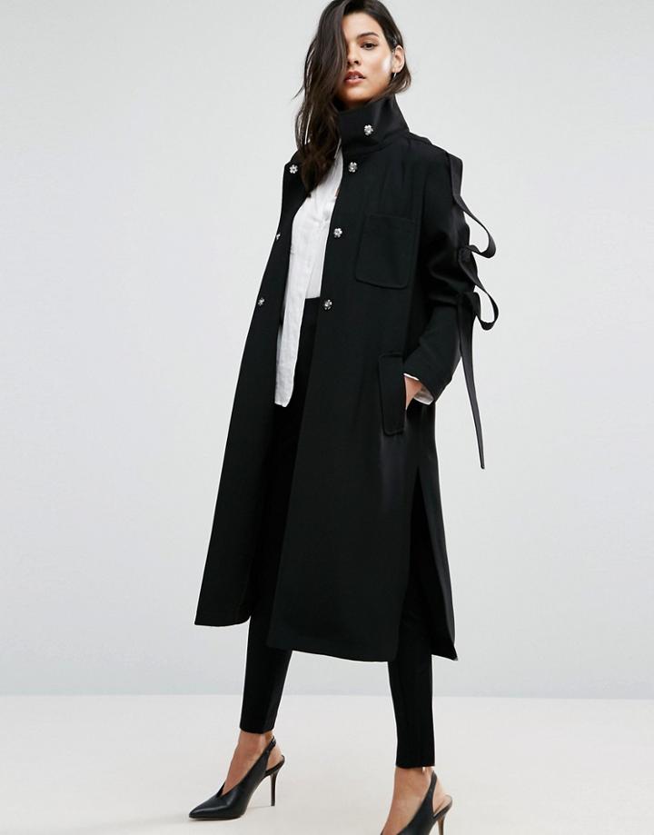 Asos Duster With Loop Sleeve Detail - Black