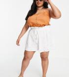 Asos Design Curve Broderie Shorts In White