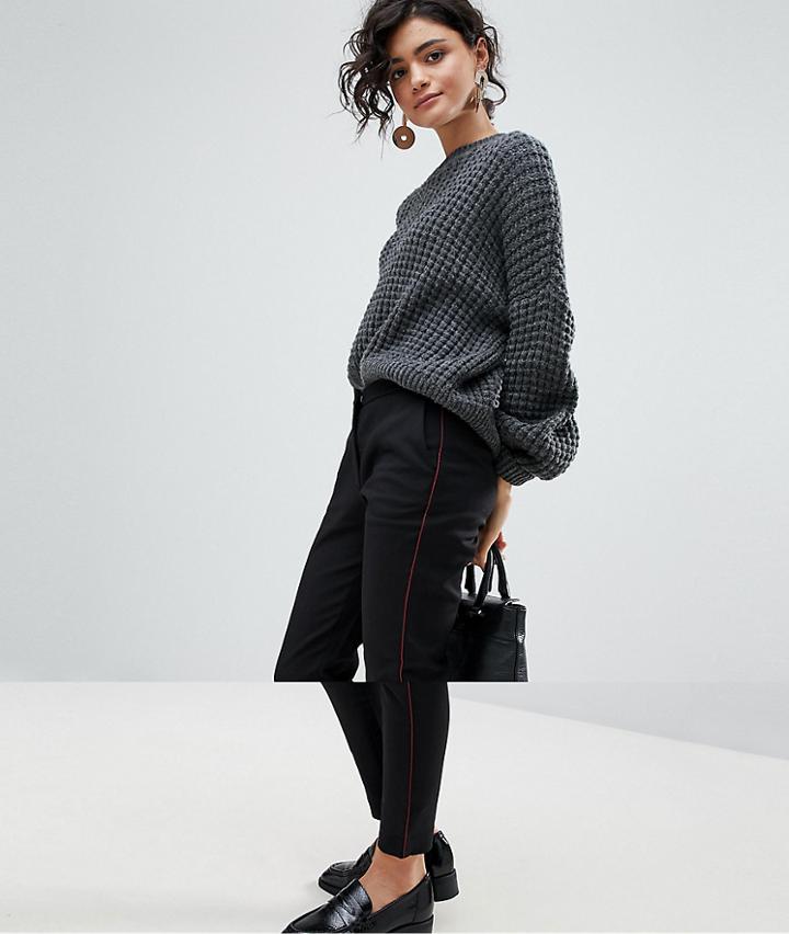 Selected Cigarette Pants With Front Pleats - Black