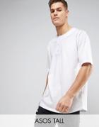 Asos Tall Oversized T-shirt With Baseball Styling In White - White