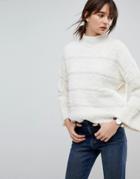 Asos Sweater In Fluffy Stripe - Cream