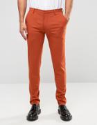 Asos Super Skinny Smart Pants In Rust - Red