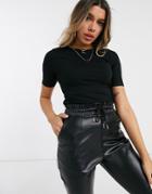 Asos Design Slim Rib T-shirt In Black