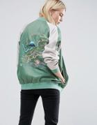 Asos Reversible Bomber Jacket With Embroidery - Multi