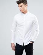Asos Casual Slim Oxford Shirt With Stretch In White - White