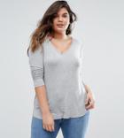 Asos Curve Slouchy Tunic With Long Sleeves - Gray