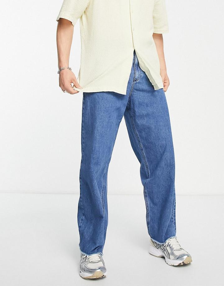 Vintage Supply Baggy Jeans In Mid Wash-blue