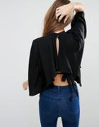 Asos Top With Open Back & Tie Detail - Black