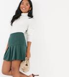 Asos Design Petite Pleated Mini Skirt In Forest Green