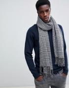 Asos Design Blanket Scarf In Black & White Houndstooth - Black