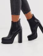 Simmi London Aura Black Chunky Platform Chelsea Boots - Black
