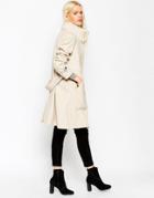 Asos Coat In Trapeze With Rib Detail - Sand