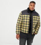 New Look Plus Checked Puffer Jacket In Yellow - Yellow