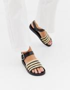 St Sana Raffia Flat Sandal - Black