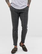 Only & Sons Slim Tapered Fit Check Pants In Gray - Gray