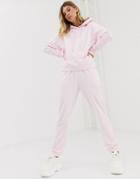 Asos Design Tracksuit Hoodie / Slim Jogger With Tie - Pink