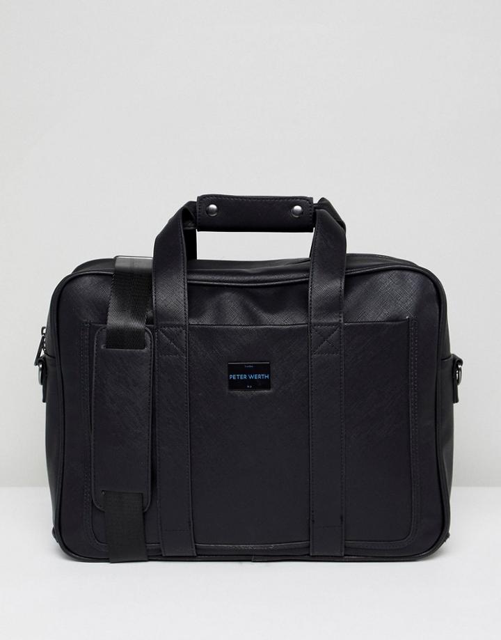 Peter Werth Etched Document Bag In Black - Black