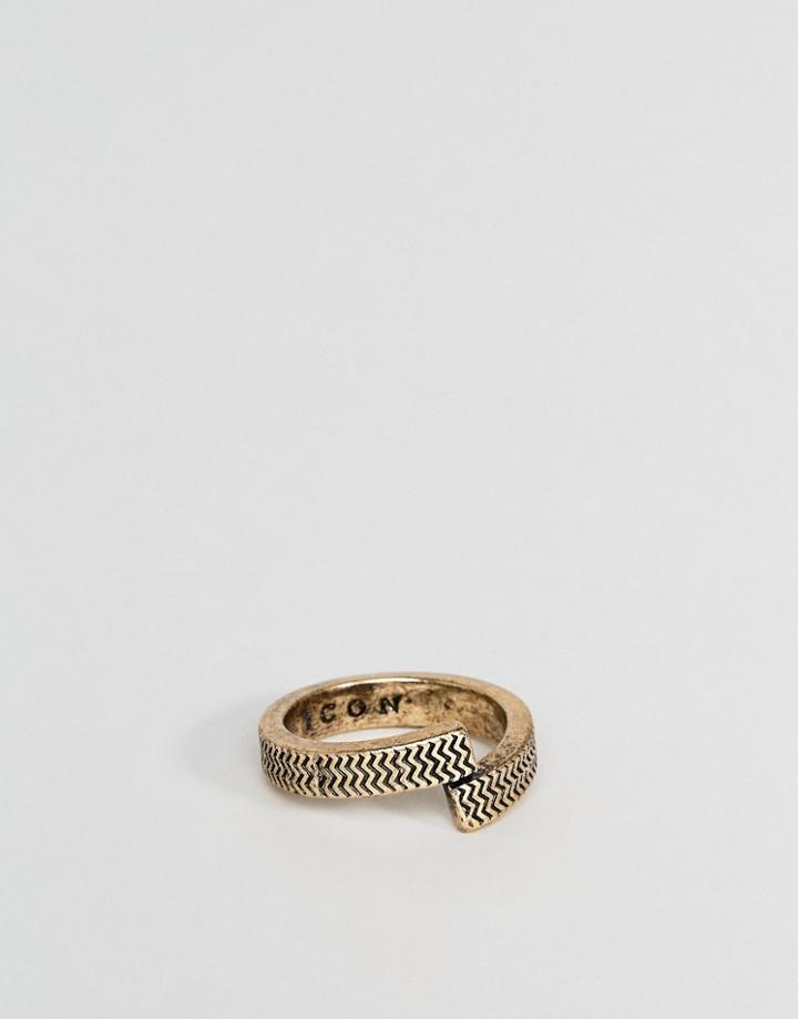 Icon Brand Wrap Band Ring In Burnished Gold - Gold