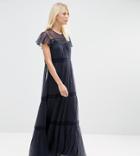 Needle & Thread Chiffon Lace Maxi Dress - Navy