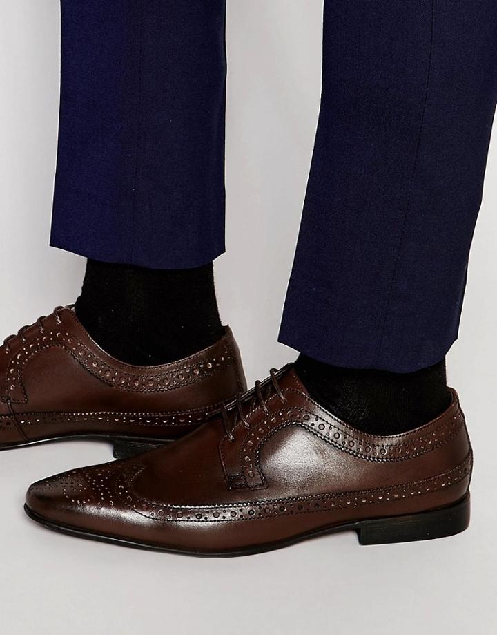 Kg By Kurt Geiger Eccleshall Derby Brogues In Leather - Brown