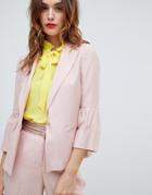 Sisley Fluted Sleeve Tailored Jacket - Pink