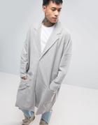 Asos Extreme Oversized Jersey Duster Coat In Gray - Gray