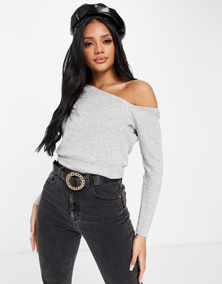 Na-kd X Pamela One Shoulder Brushed Top In Gray
