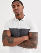 Asos Design Polo Shirt With Contrast Body Panel In White Marl