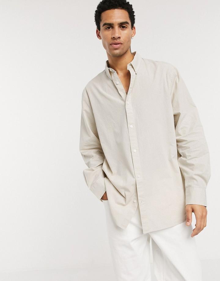 Weekday Karim Gingham Shirt In Beige-neutral