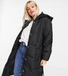 New Look Petite Belted Padded Jacket In Black