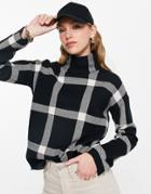 Vero Moda High Neck Sweater In Mono Check - Part Of A Set-multi