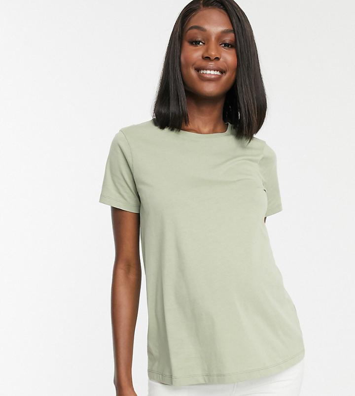 Asos Design Maternity Organic Cotton Crew Neck T-shirt In Khaki-green
