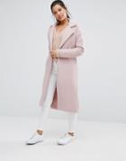 Missguided Textured Maxi Coat - Pink