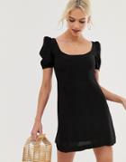 & Other Stories Mini Dress With Puff Sleeves In Black