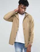 Pull & Bear Lightweight Jacket In Beige With Hood - Green