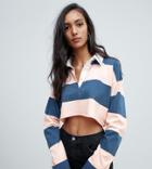 Missguided Tall Cropped Rugby Top In Multi Stripe - Multi
