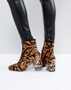 Prettylittlething Leopard Print Block Heeled Boot - Multi