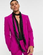 Asos Design Super Skinny Suit Jacket In Fuchsia Pink